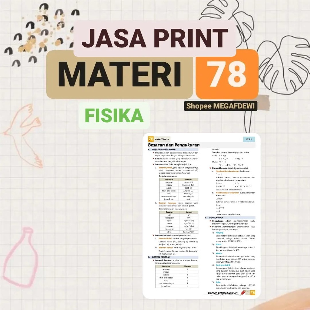 (BOLAK-BALIK) PRINT MATERI78 FISIKA BINDER A5/B5 /HVS