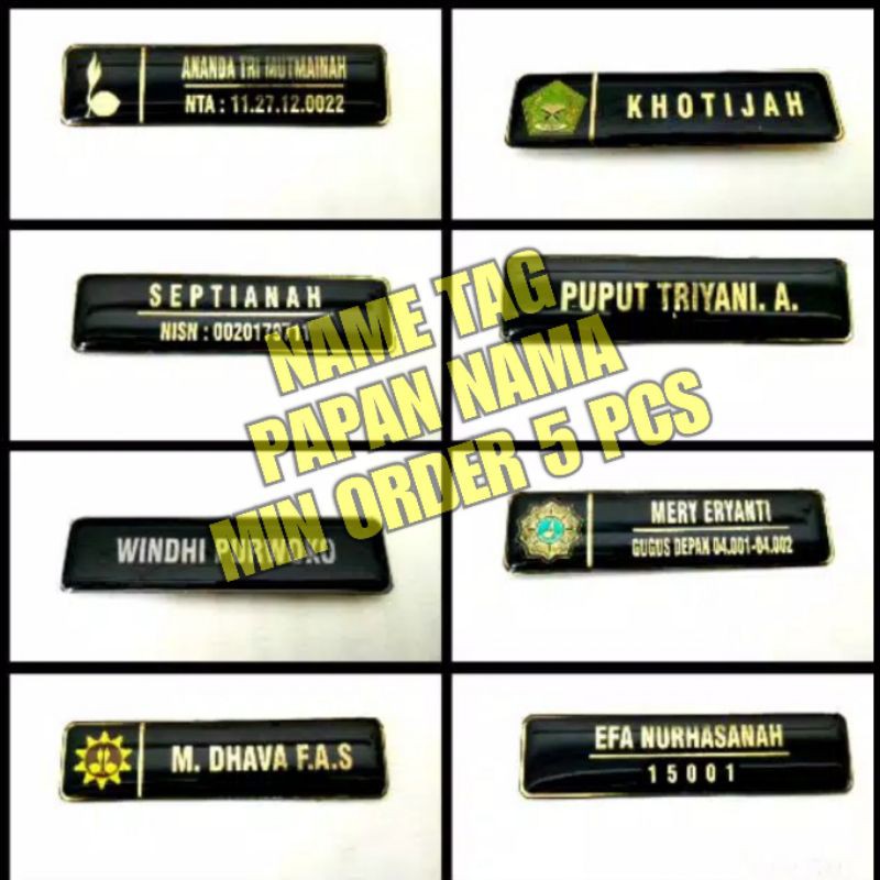 PAPAN NAMA/NAMETAG RESIN KUNINGAN DAN AKRILIK ( minimal order 5 pcs ) ( CUSTOM )