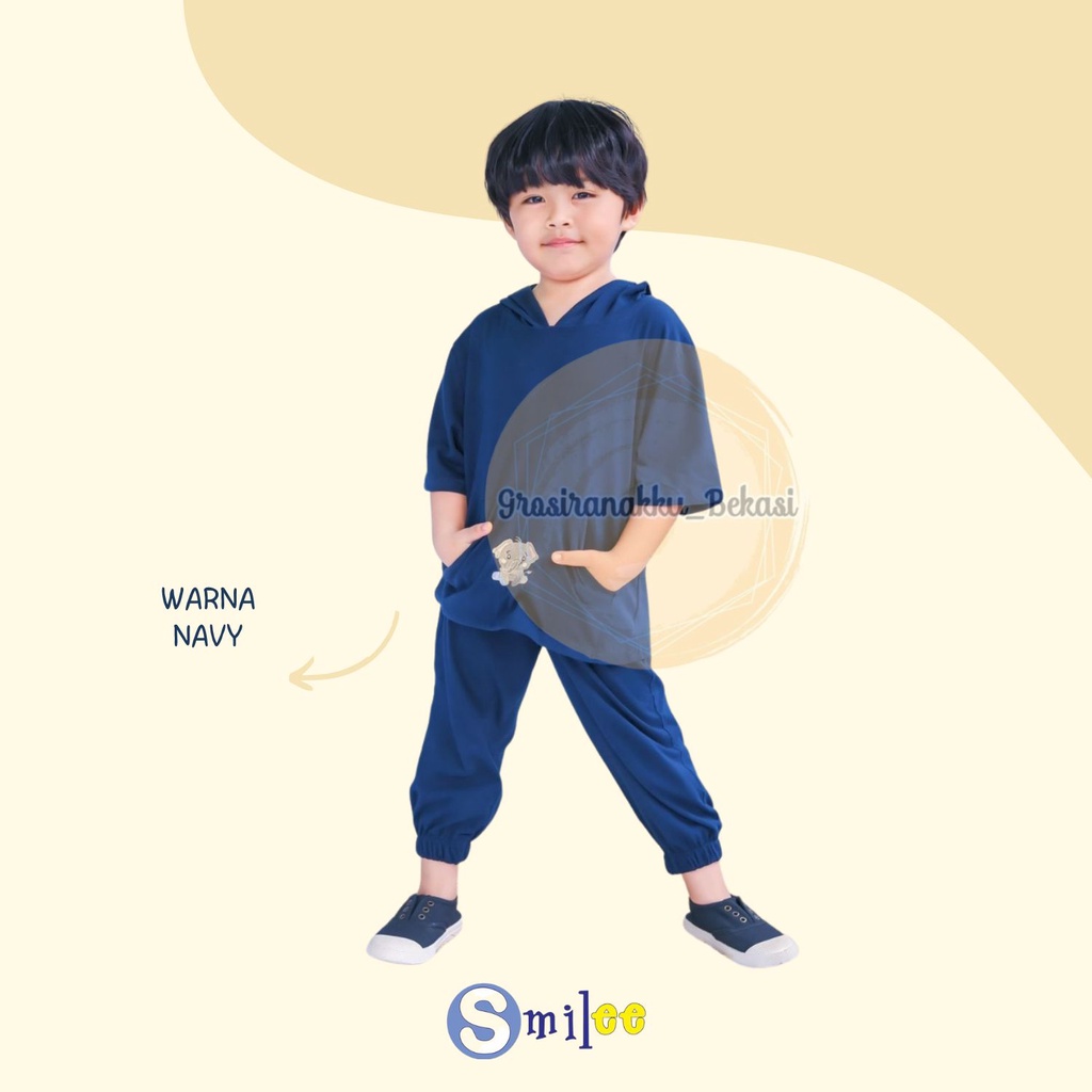 Setelan Anak Smilee Unisex Hoodie Lily Oversize Mix Warna 1-5Tahun