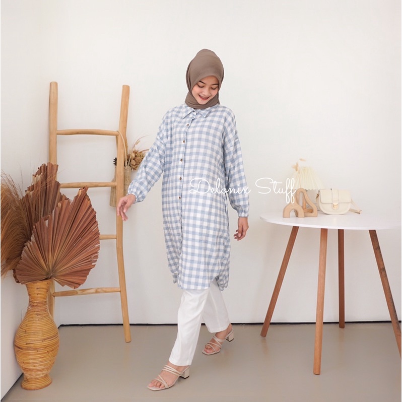 Gingham oversize tunik