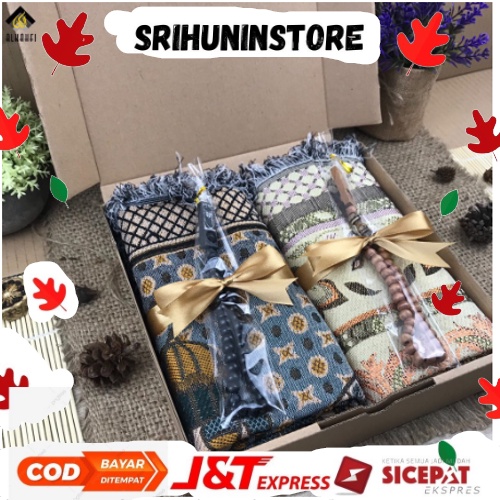 

Srihuninstore - Gift Box Sajadah Hampers Souvenir Kado Hadiah Ulang Tahun Pernikahan Lebaran Idul Fitri Free 2 Buah Tasbih Kayu