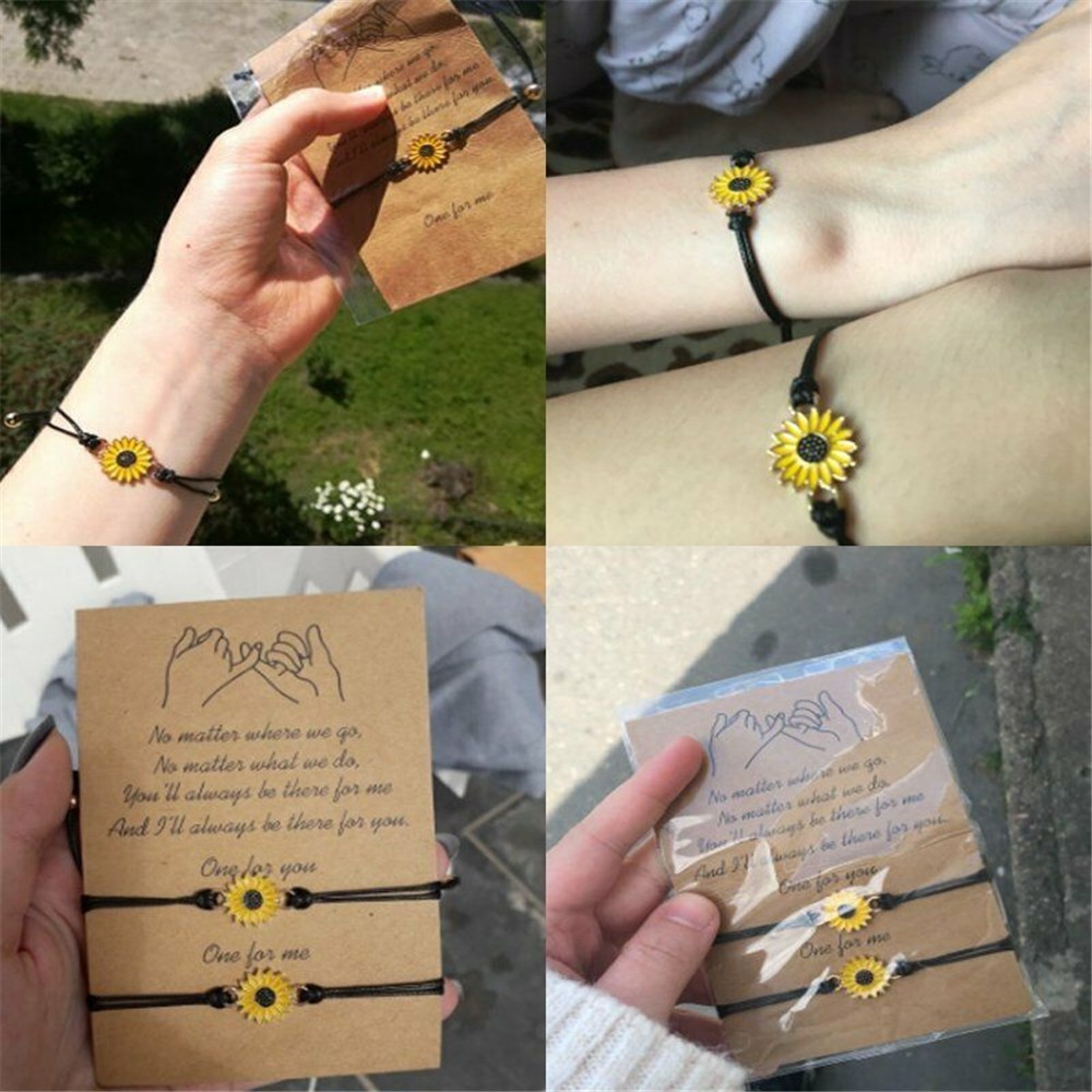 [ACKER] Bunga matahari bunga aster wanita Gelang Friendship Card Bracelet Untuk Kekasih Perhiasan Mode