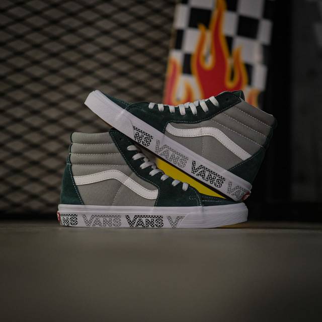 Vans Sk8 Hi Logo Check "Trekking Green / Drizzle