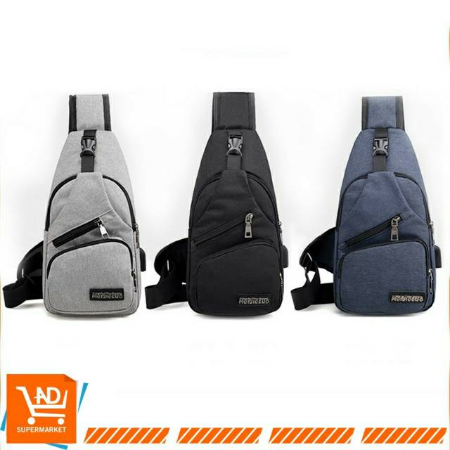 AND T21 Tas Selempang Pria Sling Bag Travel Import USB Tas Kanvas Slempang Pria Murah Hiqh Quality