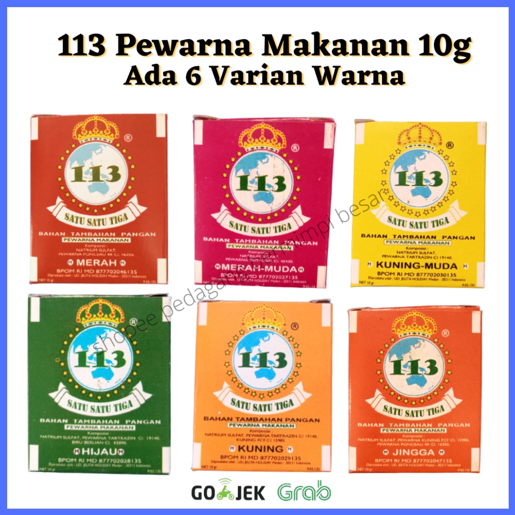 113 Pewarna Makanan  Bubuk 10g / Ada 6 Varian Warna/ Pewarna Makanan/ 113 Pewarna Makanan/ 113 PEWARNA MAKANAN BUBUK 10GR - FOOD COLORING POWDER PRAKTIS