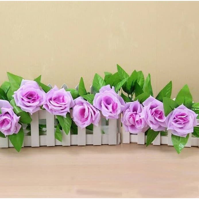 Bunga Rambat Mawar Ungu / Bunga Rambat Plastik Artificial / Tanaman Hias Dekorasi