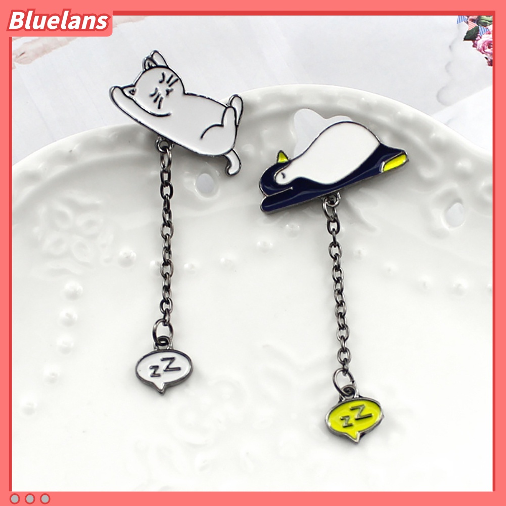 Bros Pin Enamel Bentuk Babi Kucing Tidur Untuk Dekorasi Jaket Denim