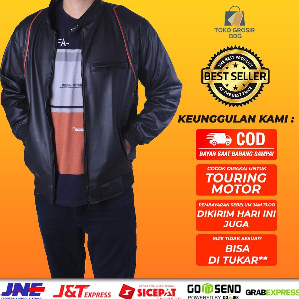 Jaket Kulit Pria Ariel List Merah - Jaket Touring Motor