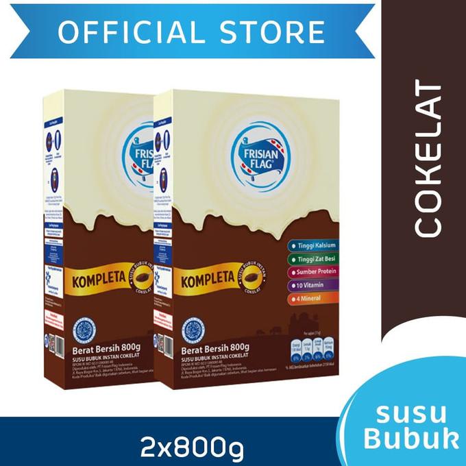 

Promo Awal tahun Frisian Flag Kompleta Susu Bubuk Keluarga Cokelat 800g 2 pcs Diskon