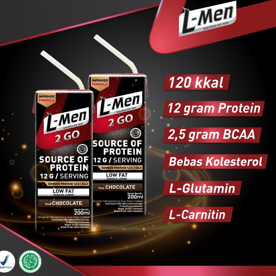 

Buat Kalian 4 Pack - L-Men Hi Protein 2 Go Chocolate 200 ml RTD Ready to Drink - Suplemen Tinggi Protein Siap Minum .,.,.,.,