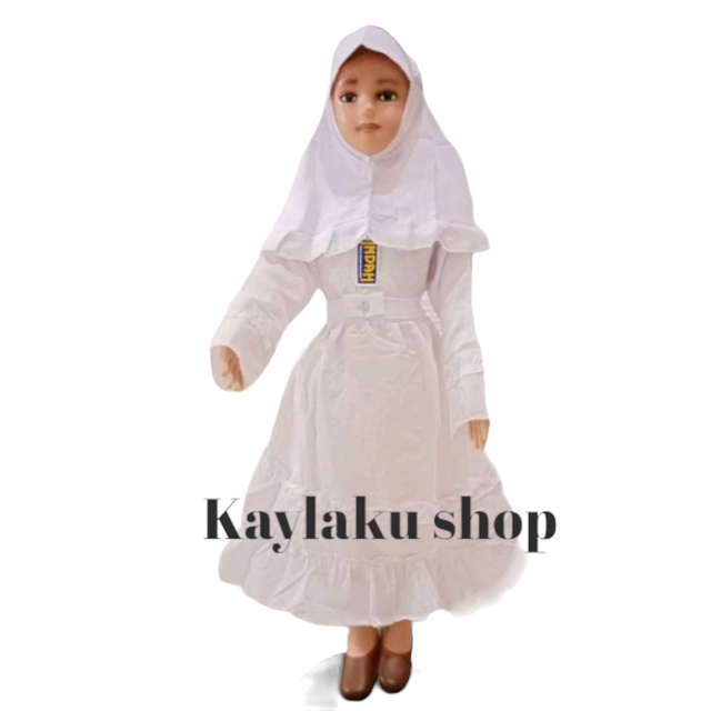 gamis putih anak perempuan busana muslim manasik haji +kerudung