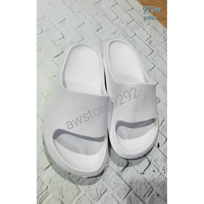 Motif Polos Putih Hitam 975 W HEMA Sandal Rumah Karet Anti Slip Empuk Lembut