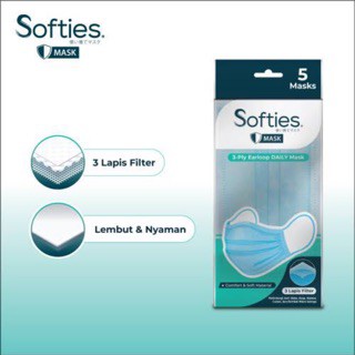 Masker 3ply Softies Daily Mask Pack isi 5pcs
