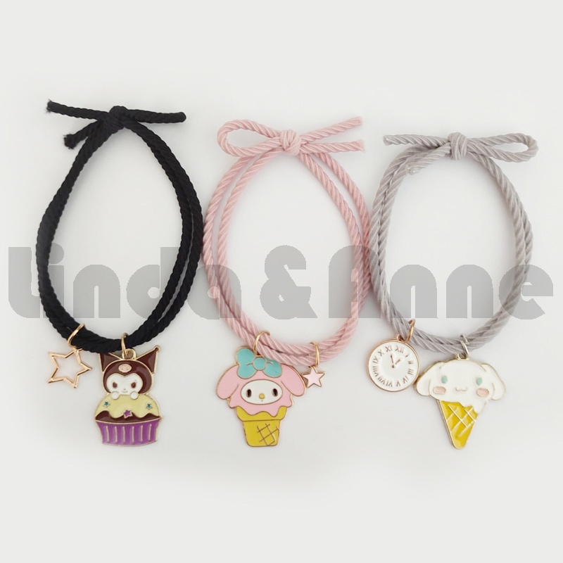 [1 PCS] Gelang Tali Karet Liontin Bunga &amp; Karakter Lucu Aksesoris Fashion Wanita