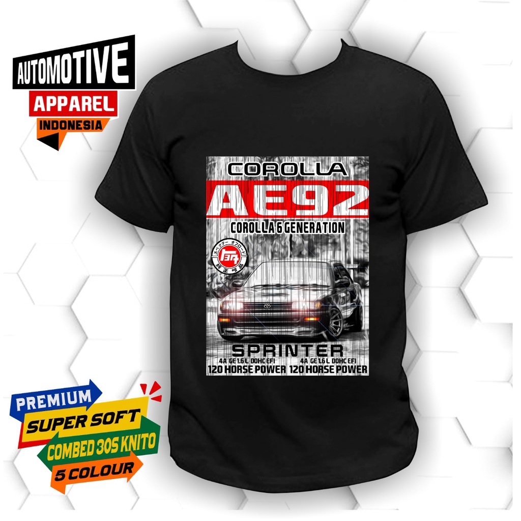 Tshirt kaos baju pria corolla twincam mobil toyota corolla twincam ae92 racing JDM balap automotive 