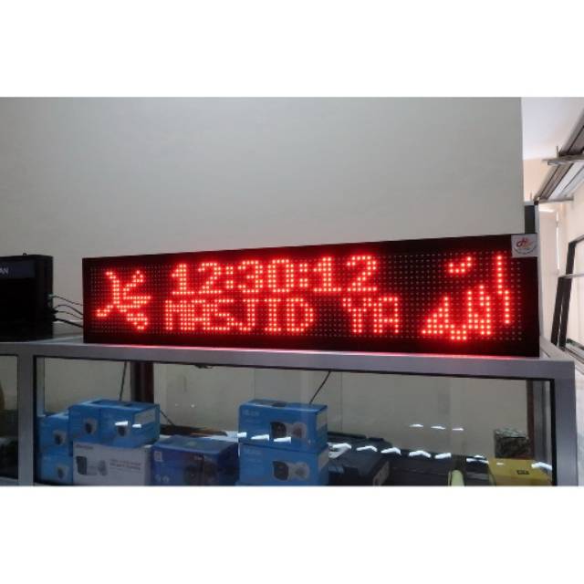 Jadwal Sholat Running Text GPS Warna Merah Android