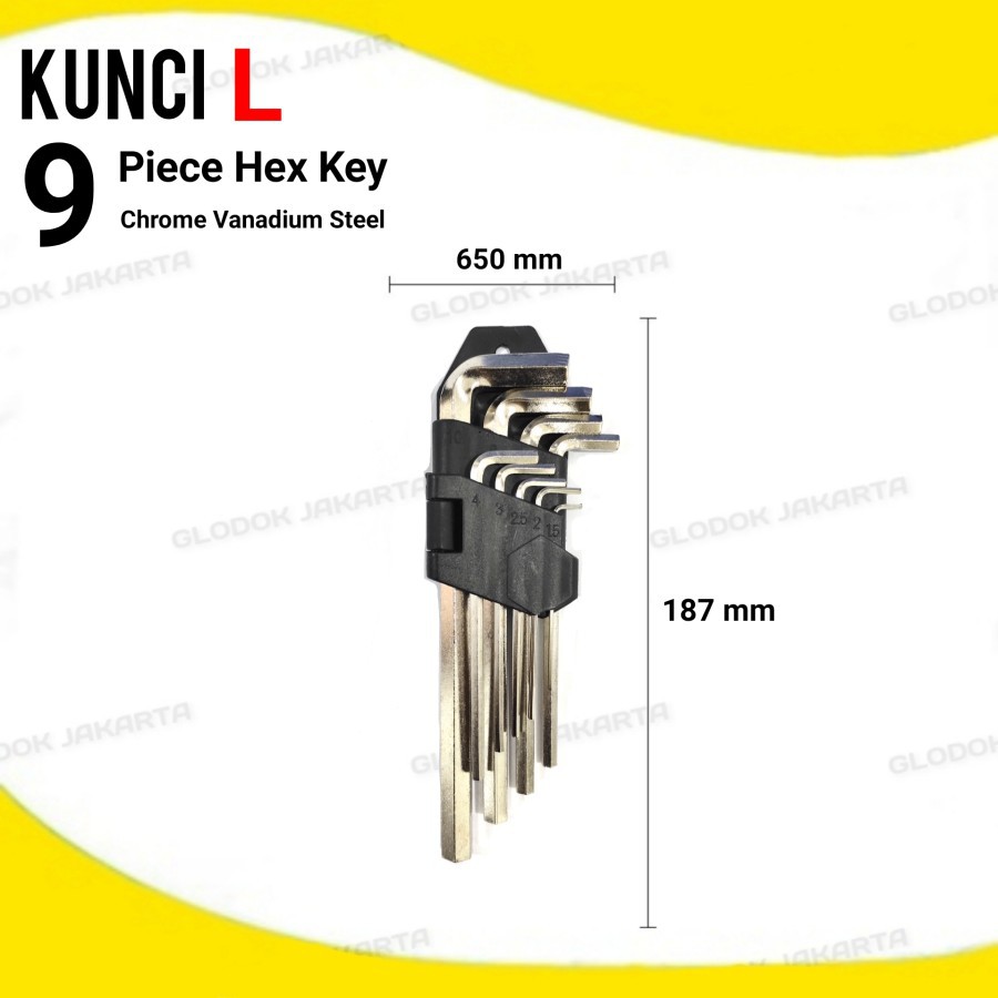 Kunci L Panjang 9 Piece Hex Key Kunci L Set TF002