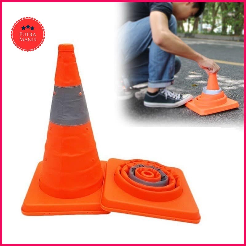 Jual Foldable Traffic Cone Emergency Kerucut Segitiga Lipat Mobil 45CM ...