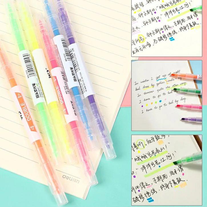 ☀INDOLAND☀ Highlighter Ujung 2 Warna Warni Pulpen Dua Sisi Double Side Highlighter S010