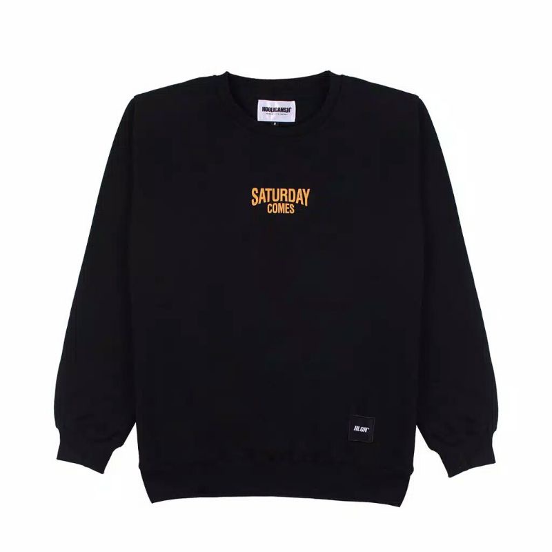 Hooligans Sweater -Crewneck Saturday Comes Black 01