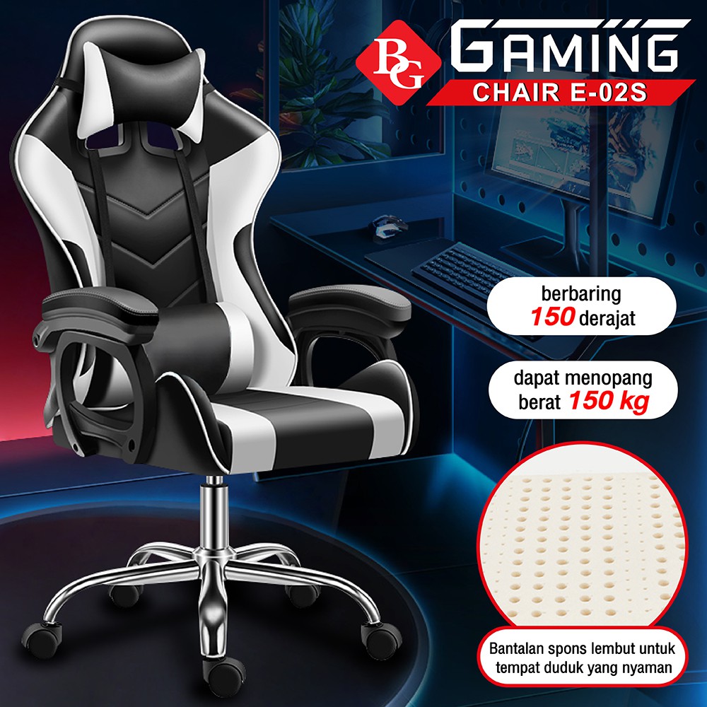 B G Kursi Gaming Gaming Chair Premium Quality Gaming Chair Kursi Gaming Murah White E 02n Shopee Indonesia