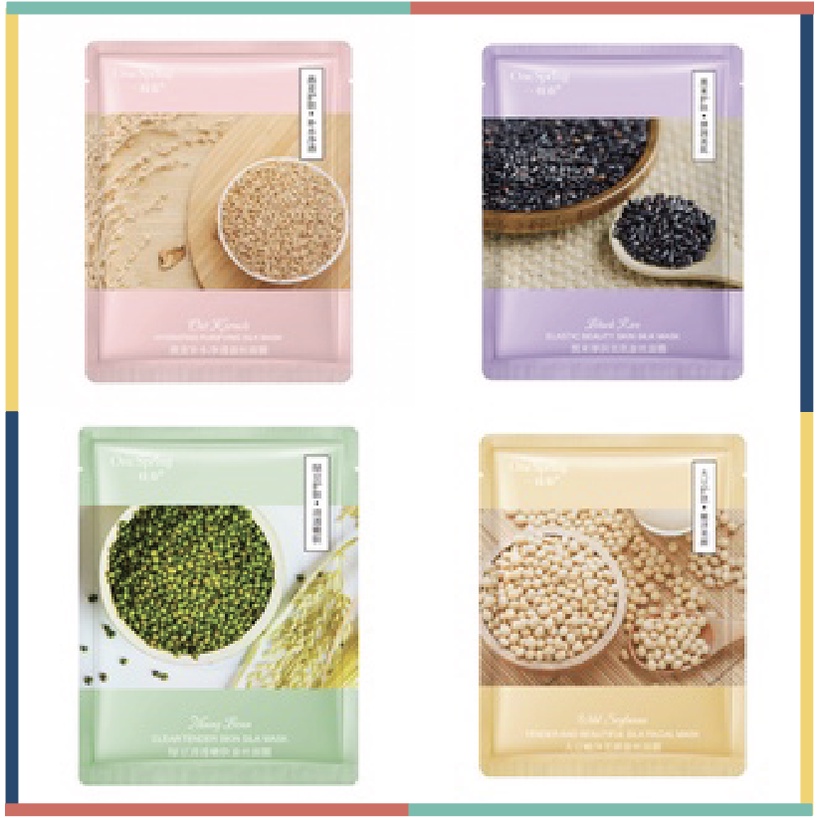 ONESPRING Natural Sheet Mask Masker Wajah One Spring Mung Bean Soya Oat Ketan EM016