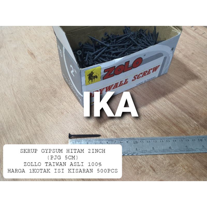 SKRUP GYPSUM ZOLLO HITAM 2INCH SUPER TAJAM (HARGA 1KOTAK ISI 500PCS)