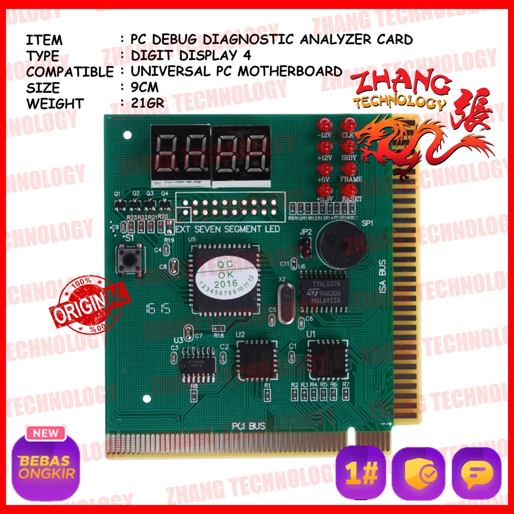 [ ZHANG TECHNOLOGY ] PC DEBUG DIAGNOSTIC ANALYZER PCI CARD 4 DIGIT