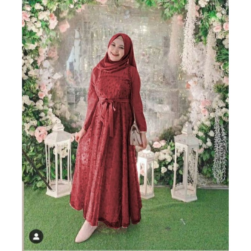 MAXY JELITA MUTIARA, MOSCREPE, BRUKAT, TILE, GAMIS HIJAB MUSLIM, DRESS MAXY