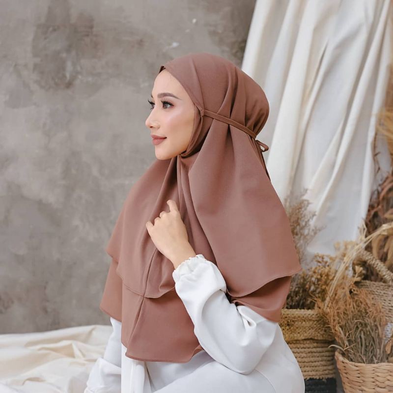 Hijab Bergo Maryam nagita 2 layar Bahan Ceruty Babydoll Premium