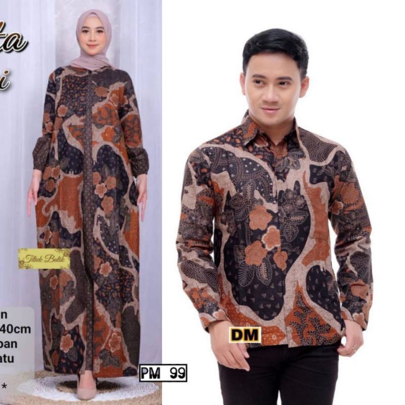 Couple Gamis Batik Maura Couple - Sania Ruffle Batik Couple ori Ndoro jowi DNT Garansi Termurah-Pulau