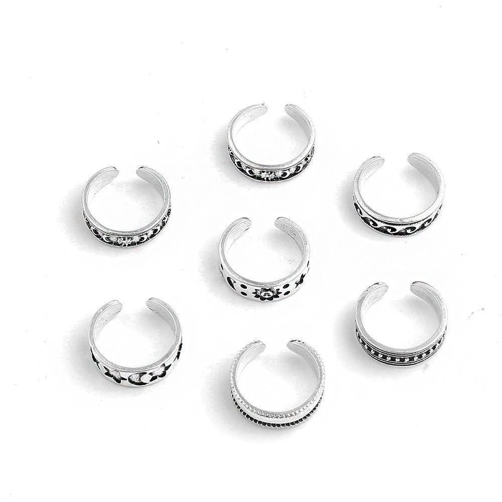 Mxbeauty Kaki Cincin Set Trendi Retro Cincin Perak Logam Cincin Emas Perhiasan Kaki Pantai Toe Rings