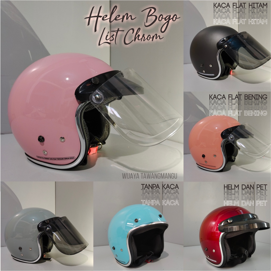 Helm Custom List Chrom Dengan pet Helm Bogo Dewasa Helem Bogo Wanita Helm Bogo Pria Helm Bogo Unik Helm