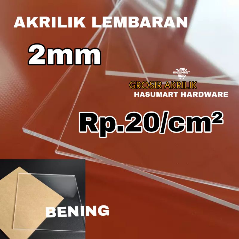 Akrilik lembaran tebal 2mm Custom (Kaca Acrylic)