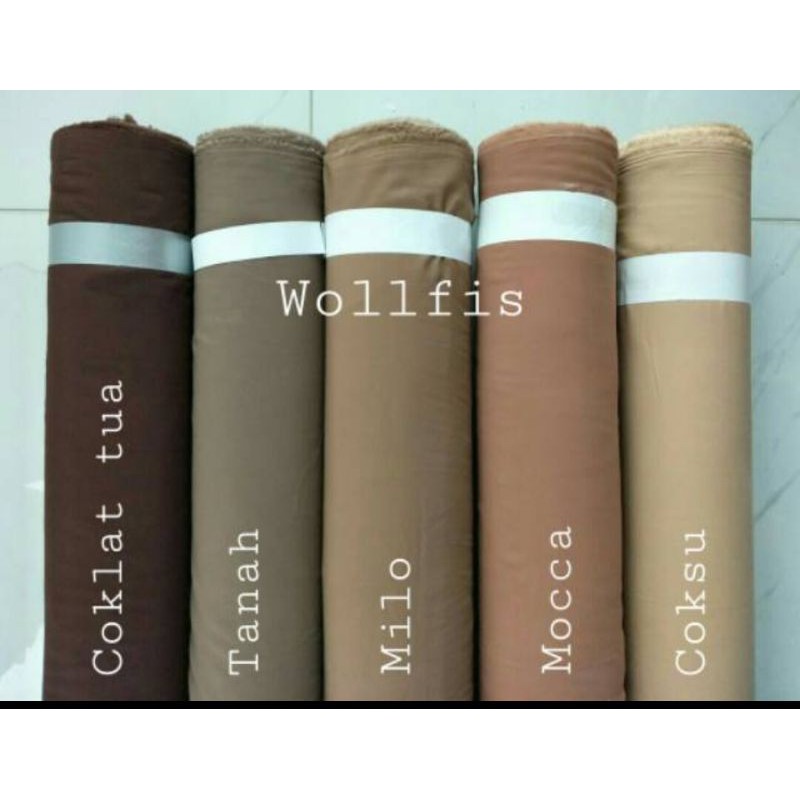 Kain Wolfis Polos Grade A harga per 0.5meter