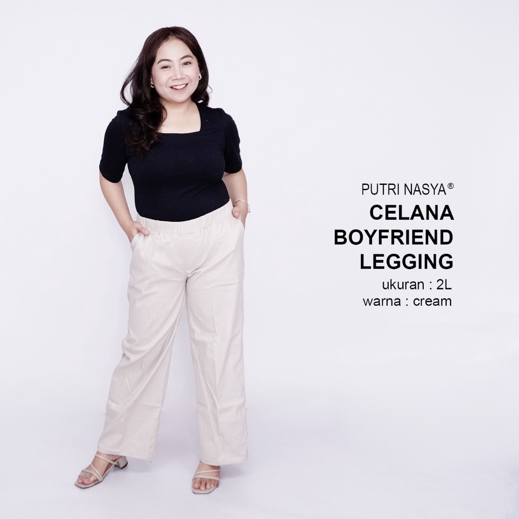 Putri Nasya - Celana Big Size Panjang Ukuran 8L,6L,5L,4L,2L,XL, all size Warna Cream Capucino Moca Hitam Abu Brown Navy Army Dark Grey