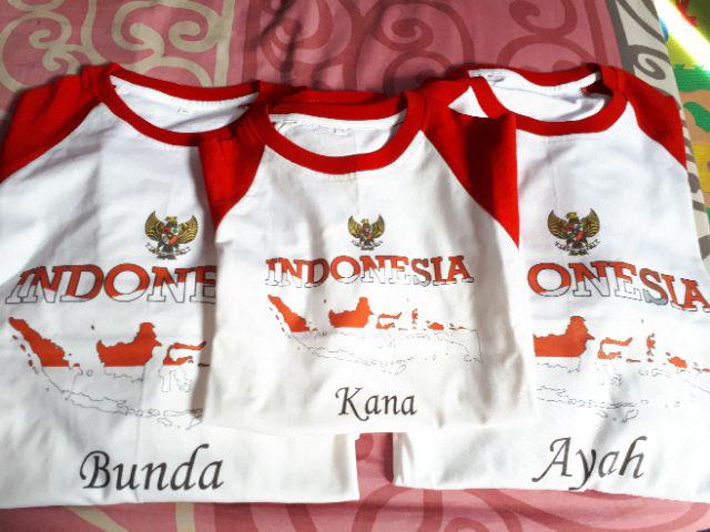 [new]kaos/baju Raglan Merah Putih Peta Kepulauan Indonesia/tujuhbelas Agustus Murah, Couple Keluarga
