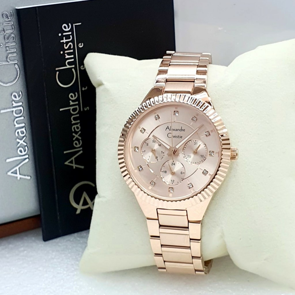 AC alexandre Christie AC 2900 wanita original Stainless steel gold putih