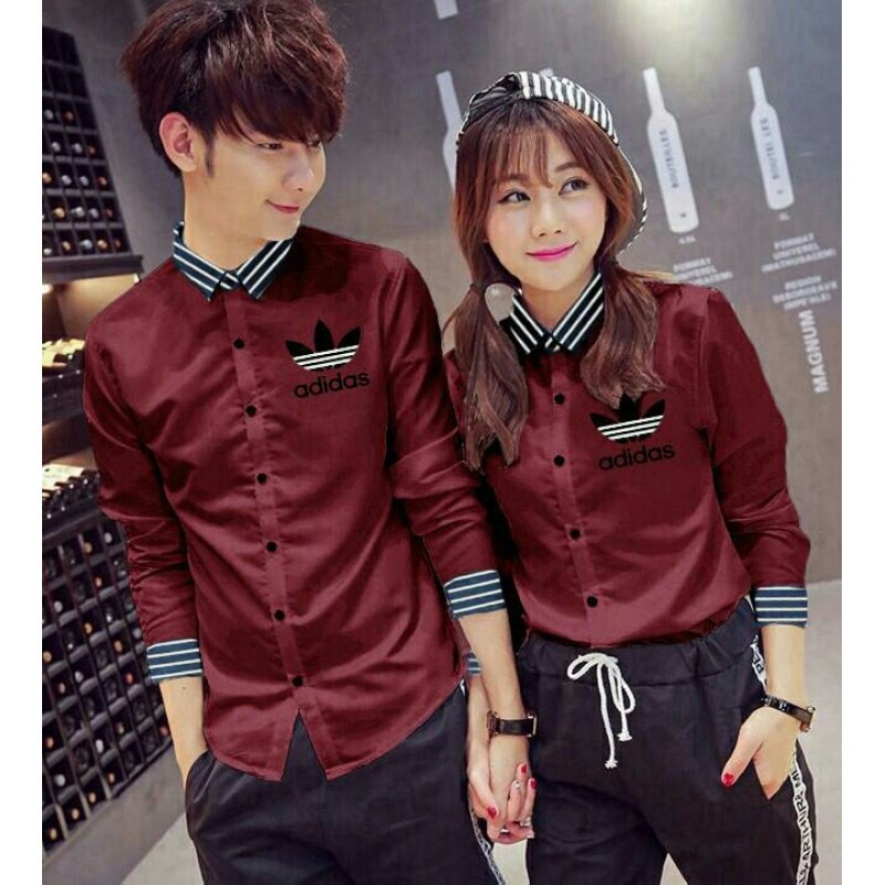 kemeja couple Adidas Mini / baju grosir / baju couple / couple grosir