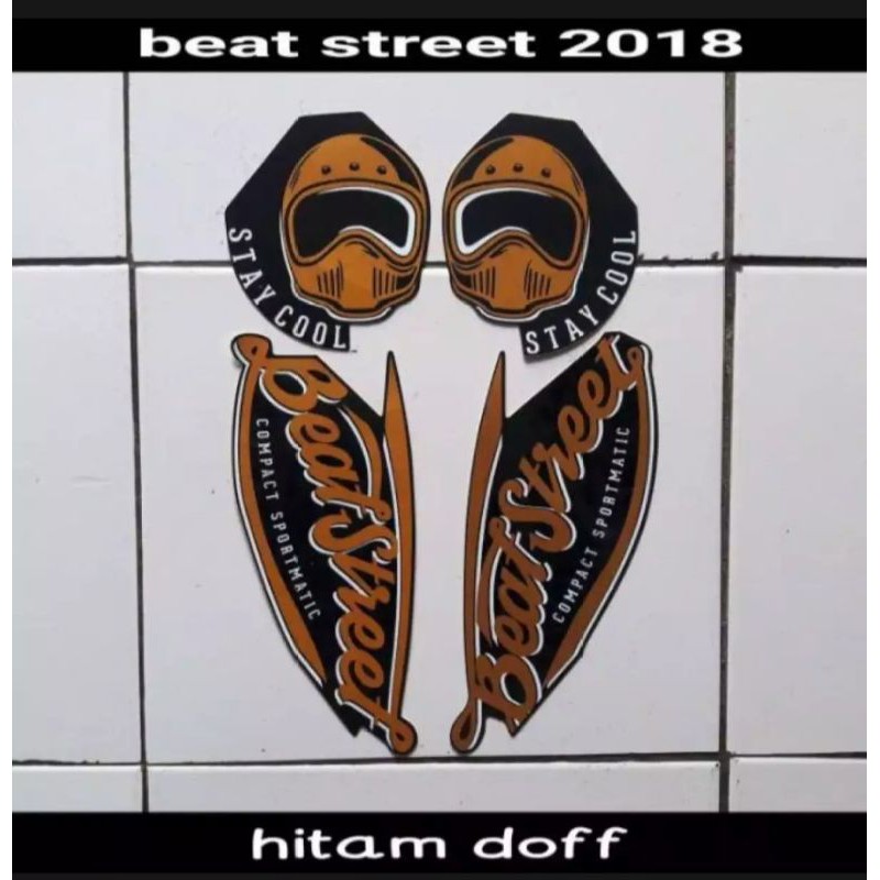 STIKER STRIPING LIS BODY BEAT STREET FI 2018 HITAM DOF ( GOLD ) STANDAR
