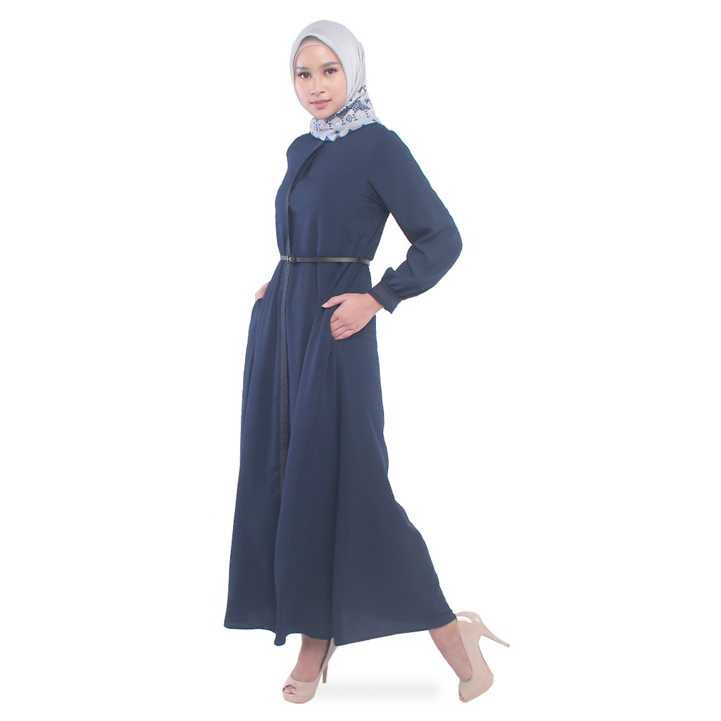 Dress Zoya Terbaru Roseli Dress Navy Elegant Plus Sabuk bahan Adem