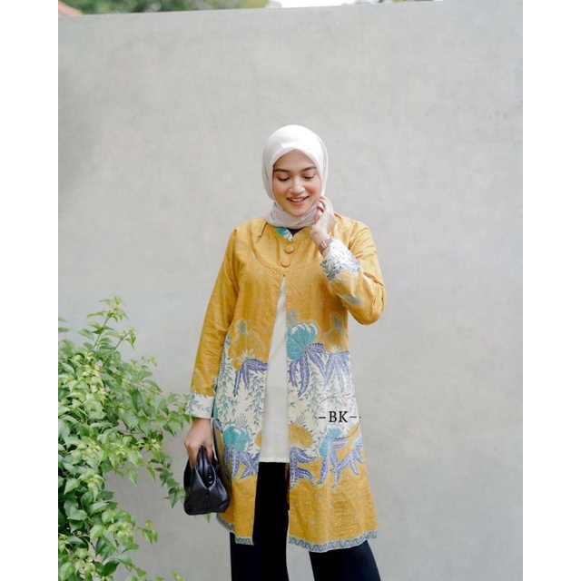 TUNIK BATIK MODERN KOMBINASI BOLERO SNOW||ATASAN WANITA||M-L-XL-XXL-3L