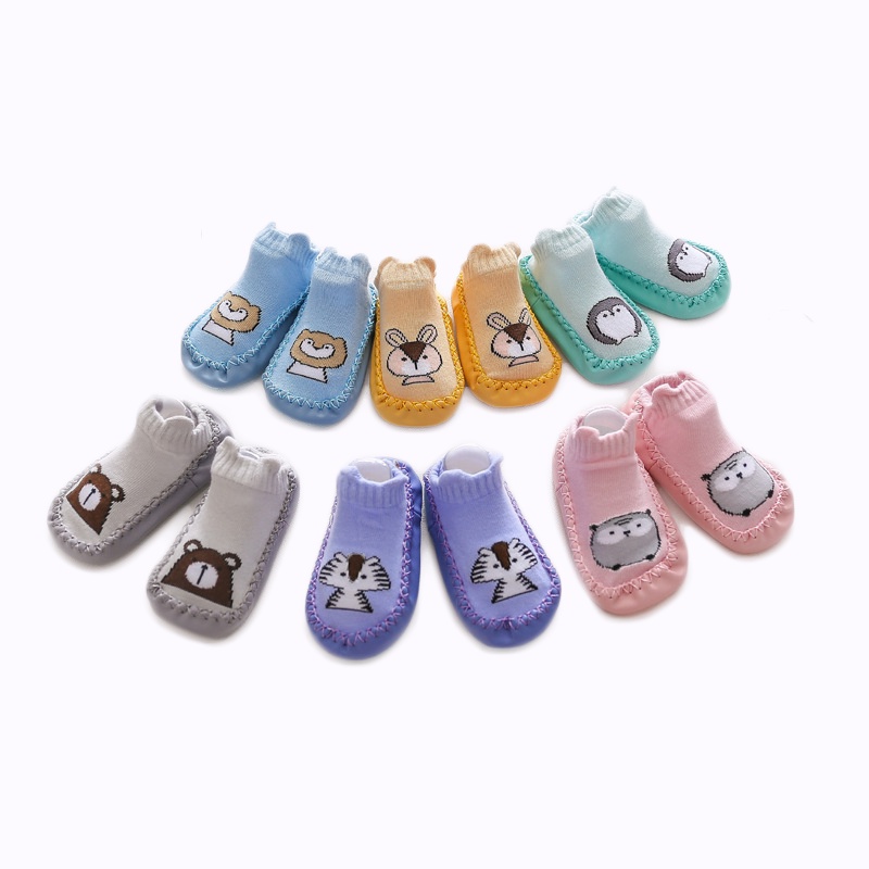 [1KG 32PCS] LBS Kaos Kaki Anti Slip Bayi Motif Karakter Zoo Sepatu Baby Prewalker Anak