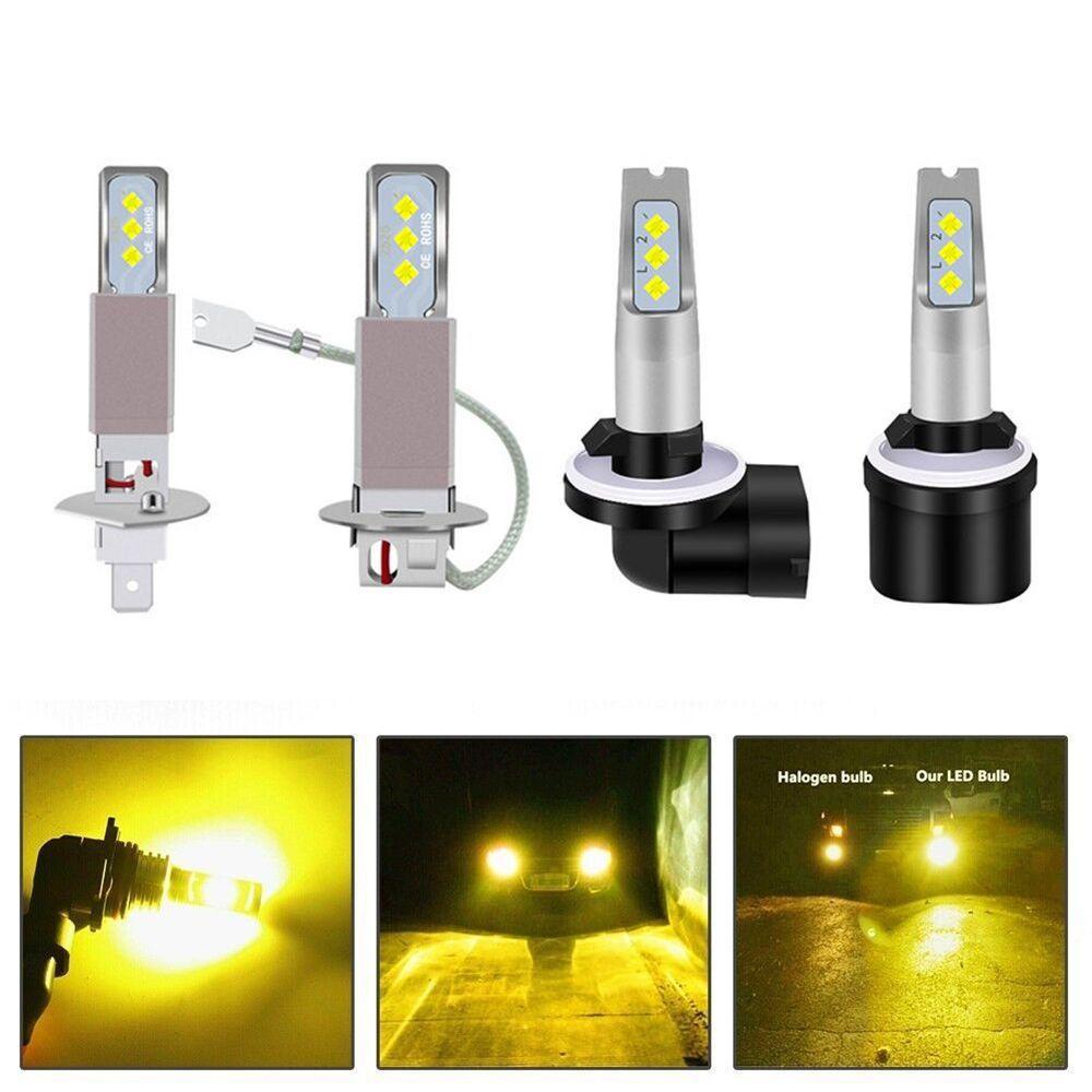 Populer 2Pcs Lampu Kabut Mobil 2Pcs Hi/Low Kit Beam COB LED Super Terang DRL