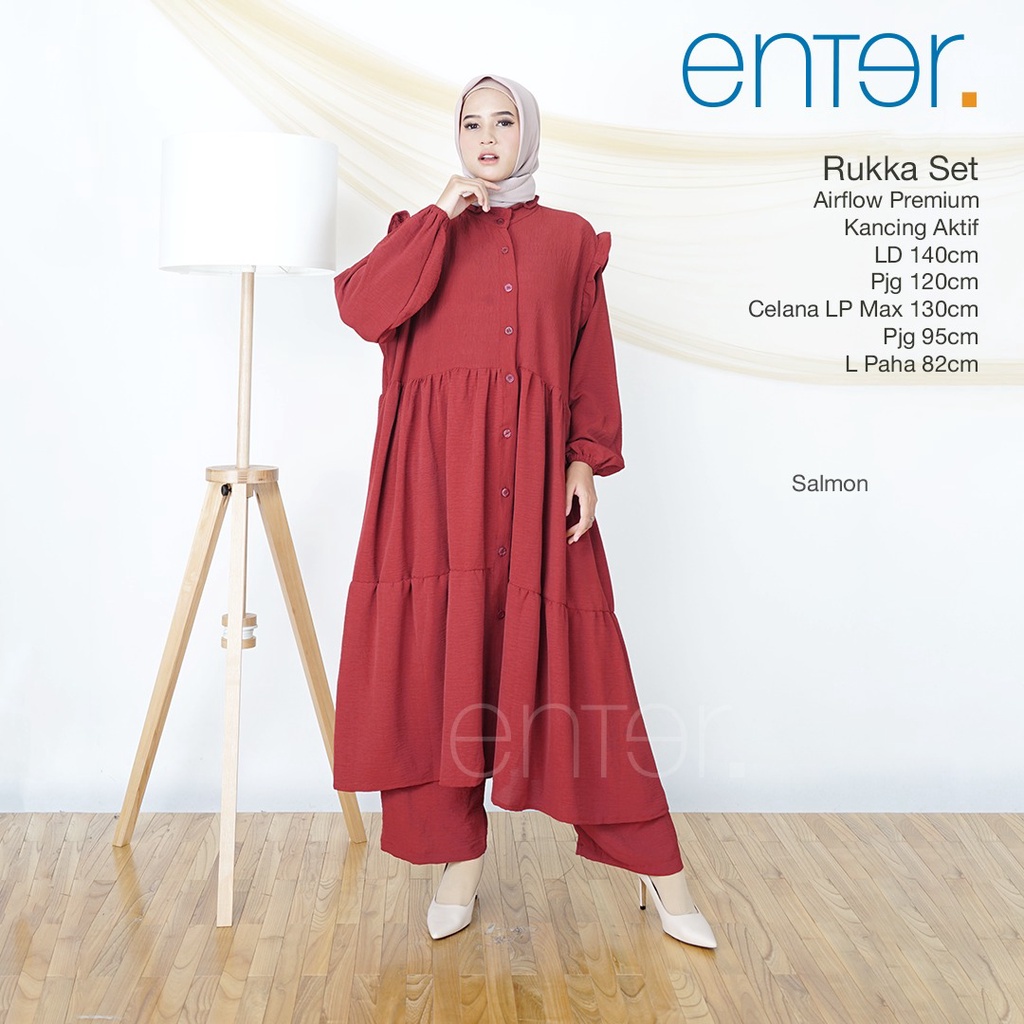 Set wanita jumbo polos LD 140 mat airflow premium setelan one set big size terbaru murah Ori Enter | Rukka Deven-Rukka salmon