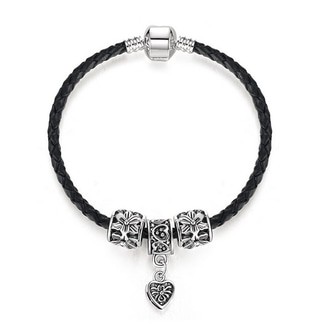 gelang kulit Tibet with silver beads