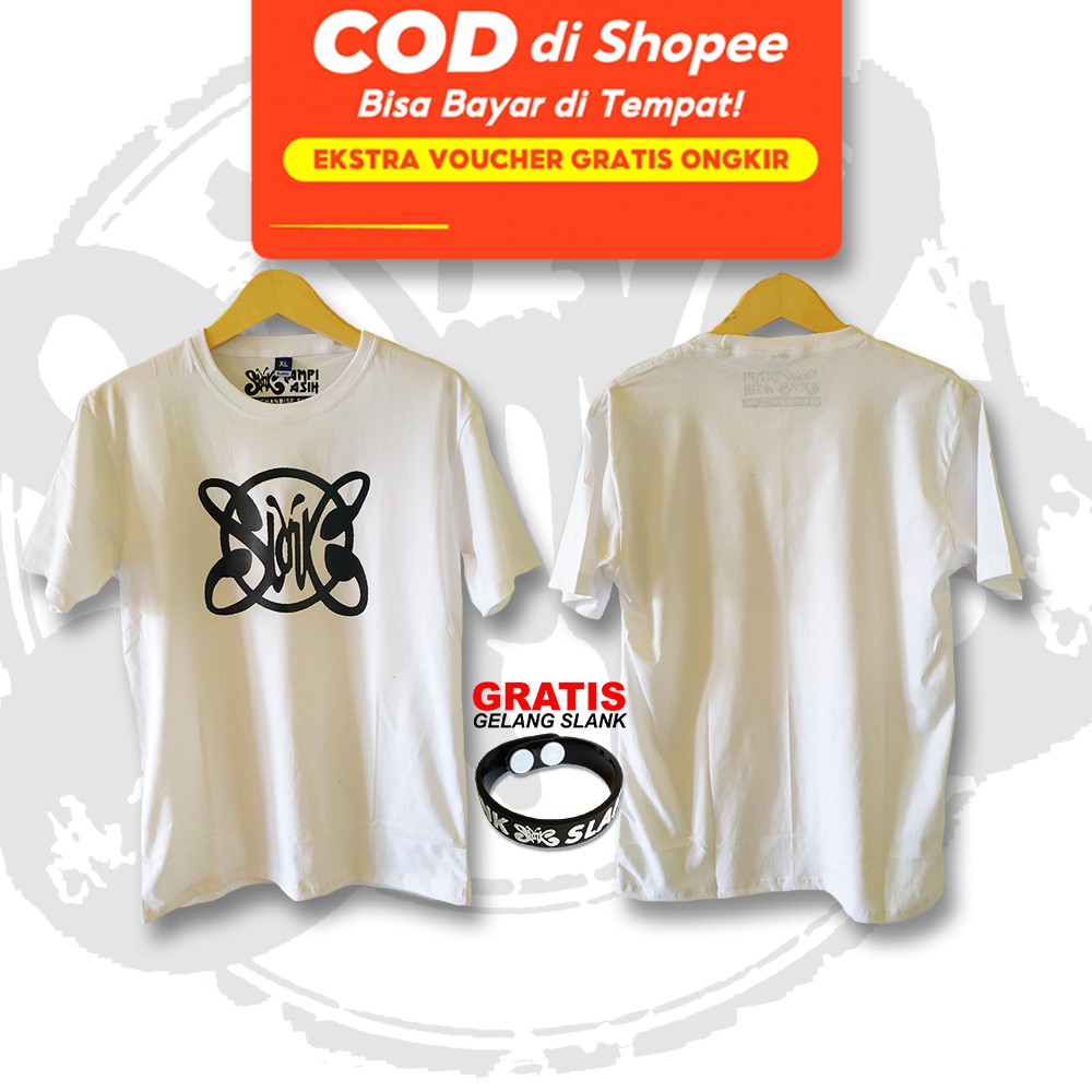 LOGO SLANK WHITE- LENGAN PENDEK - 100% ORIGINAL MADE IN SLANKERS - BAJU SLANK - KAOS SLANK - TAMPIAS