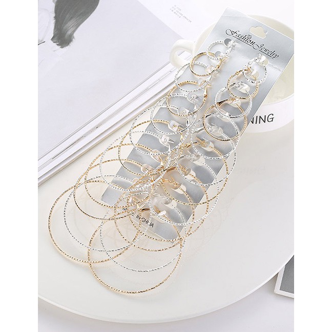 LRC Anting Tusuk Fashion Gold Color Round Shape Decorated E87272