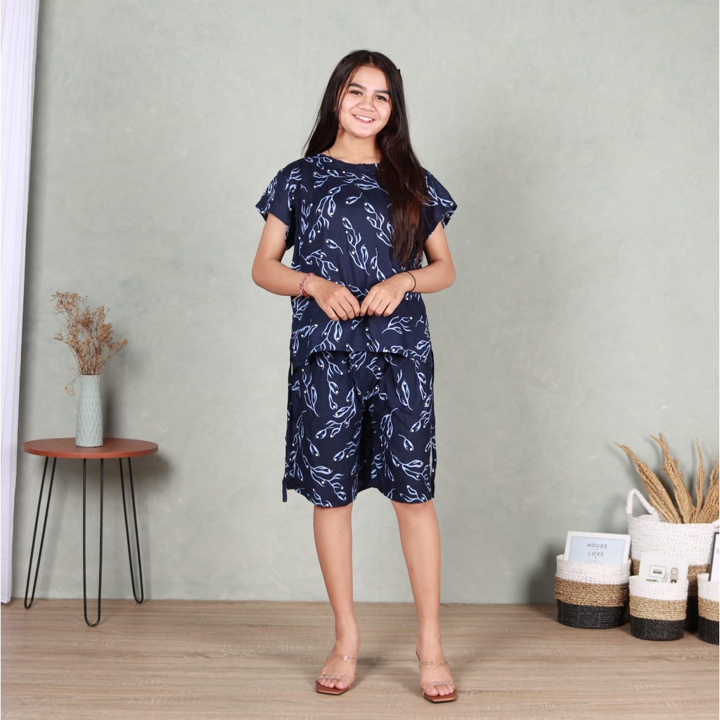 Piyama Pendek Clasic Rayon Super 03-NAVY RANTY