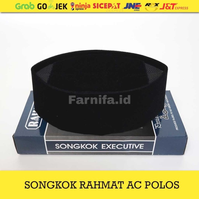 Peci Songkok Rahmat Kopiah Merk Rahmat Hitam Polos - Tinggi 9, No.4